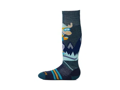 Smartwool Wintersport Full Mountain Moose Pattern Otc Socks (toddler/little Kid/big Kid) Kids Shoes Twilight B In Blue