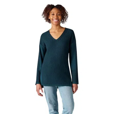 Smartwool Women's Shadow Pine V Neck Rib Sweater - Twilight Blue Heather In Multi