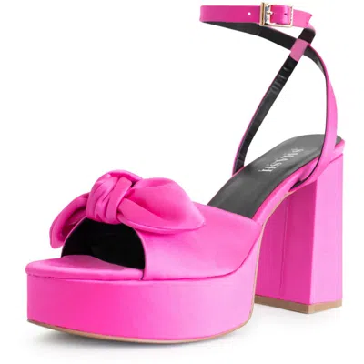 Smash Daisy Womens Bow Ankle Strap Platform Sandals In Pink