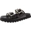 Smash Kaia Womens Faux Leather Flat Slide Sandals In Black