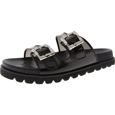 Smash Kaia Womens Faux Leather Flat Slide Sandals In Black