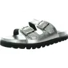 Smash Kaia Womens Faux Leather Flat Slide Sandals In Silver
