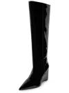 Smash Lela Womens Patent Leather Pointed Toe Knee-high Boots In Black