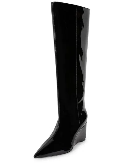 Smash Lela Womens Patent Leather Pointed Toe Knee-high Boots In Black