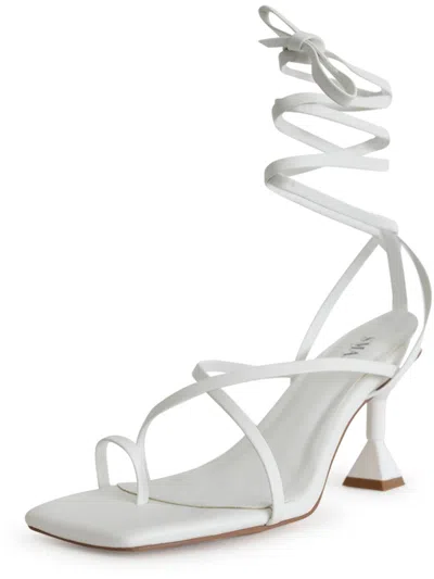 Smash Mona Womens Faux Leather Ankle Strap Heels In White