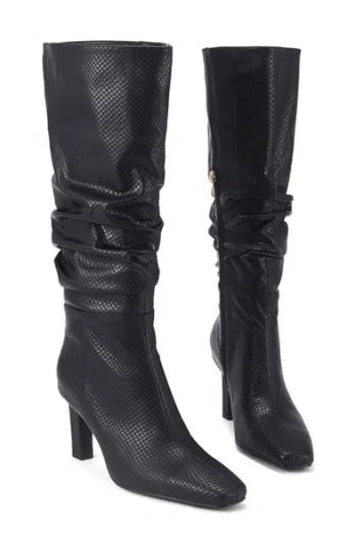 Smash Shoes Fallon Faux Leather Knee High Boot In Black Python