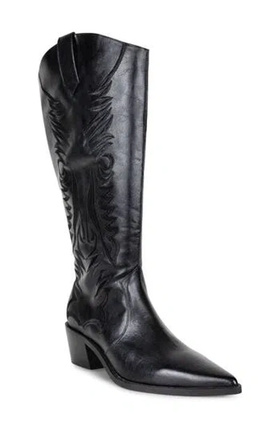 Smash Shoes Gigi Faux Leather Western Boot In Black