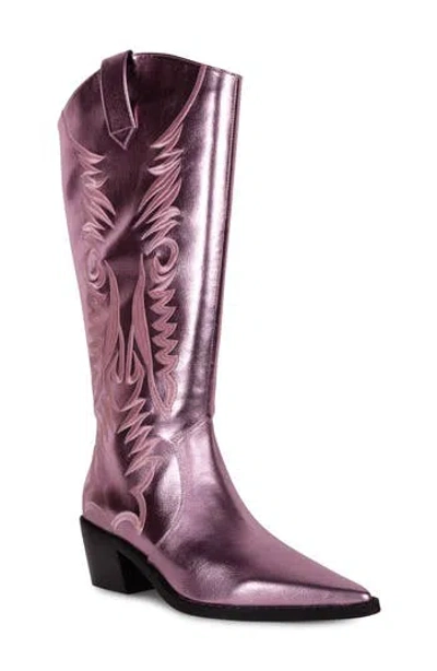 Smash Shoes Gigi Faux Leather Western Boot In Pink