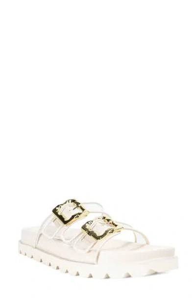 Smash Shoes Kaia Flat Slide Sandal In Cream