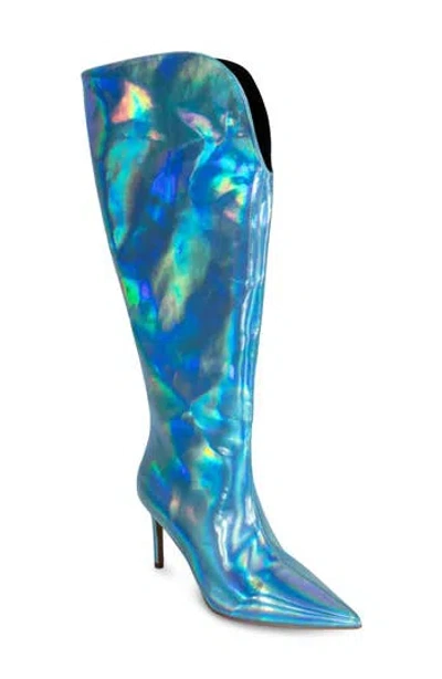 Smash Shoes Kay Faux Leather Knee High Boot In Blue