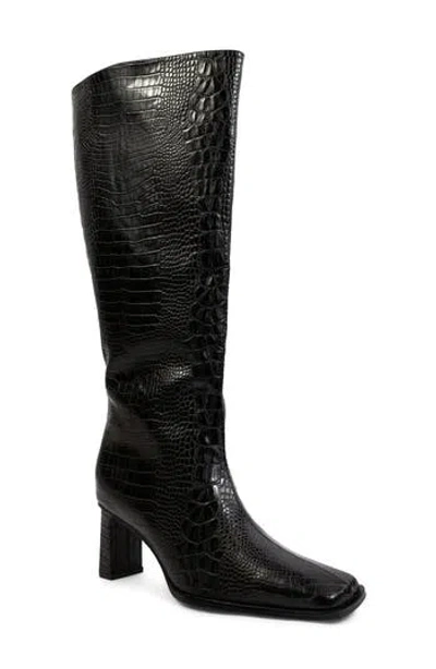 Smash Shoes Mckenzie Faux Leather Knee High Boot In Black