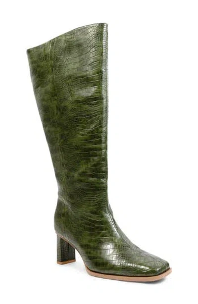 Smash Shoes Mckenzie Faux Leather Knee High Boot In Green