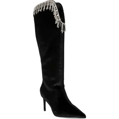 Smash Shoes Sonya Faux Leather Knee High Boot In Black