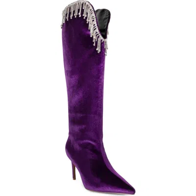 Smash Shoes Sonya Faux Leather Knee High Boot In Purple