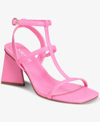 Smash Shoes Women's Brielle Block Heel Dress Sandals In Pink