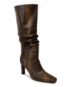Smash Shoes Women's Fallon Knee High Slouch Dress Boots In Brown Snake