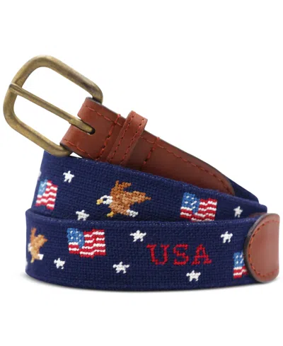 Smathers & Branson Men's Americana Pattern Belt In Navy