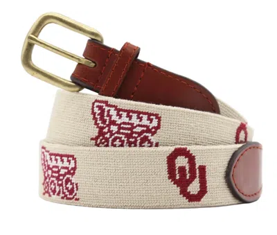 Smathers & Branson Men's Needle Point Belt In Light Khaki In Pink