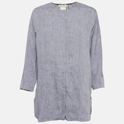 Pre-owned S'max Mara Blue Linen Long Sleeve Shirt S
