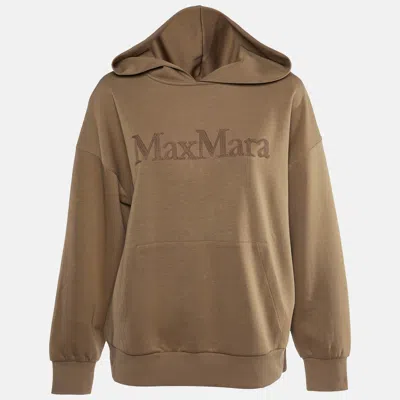 Pre-owned S'max Mara Brown Logo Embroidered Jersey Sweatshirt M