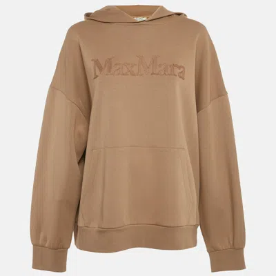 Pre-owned S'max Mara Brown Logo Embroidery Cotton Hooded Sweatshirt Xl