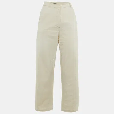 Pre-owned S'max Mara Cream Denim Straight Fit Trousers M/waist 28" In White