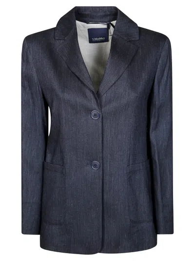 S'max Mara Derna Giacca Denim Lino In Blue