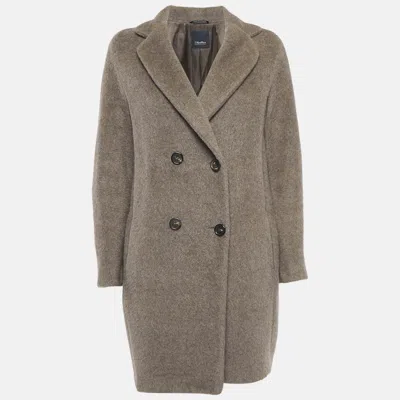 Pre-owned S'max Mara Grey Felt Double Breasted Coat M