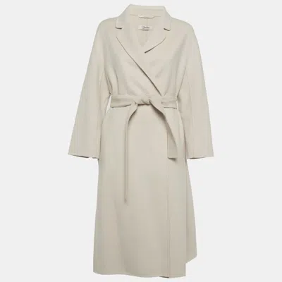 Pre-owned S'max Mara Light Grey Wool Belted Overcoat L In Gray