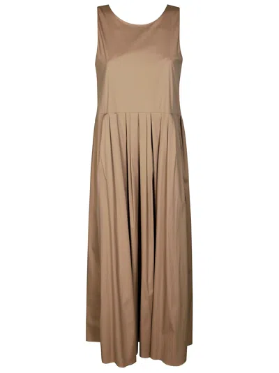 S'max Mara Moira Abito In Cotone A Canotta Camel In Brown