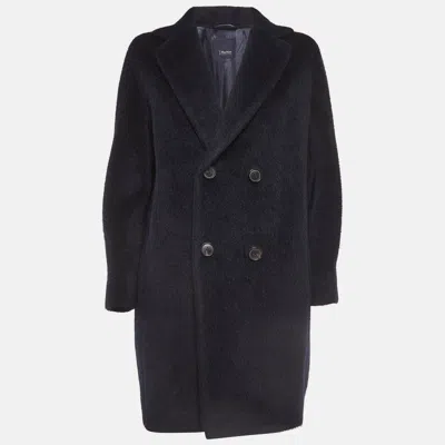Pre-owned S'max Mara Navy Blue Wool Blend Double Breasted Coat S