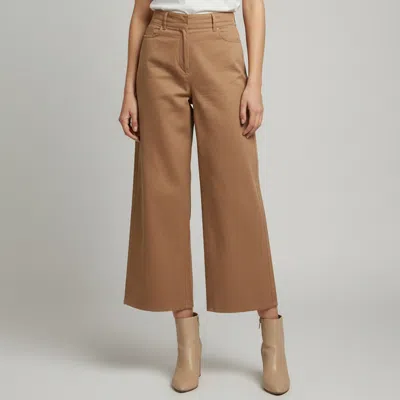 Pre-owned S'max Mara Tan Gabardine Wide Leg Trousers M In Brown