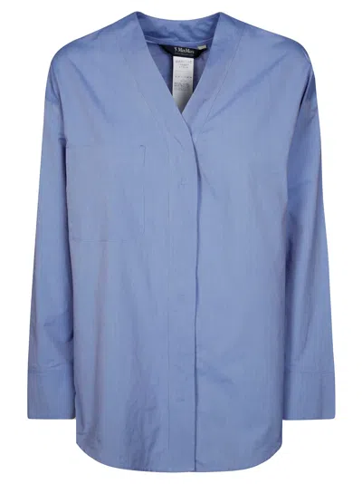 S'max Mara Yole Camicia Scollo V In Light Blue