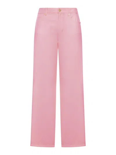 Smaxmara 5-pocket Cotton And Linen Trousers In Pink & Purple