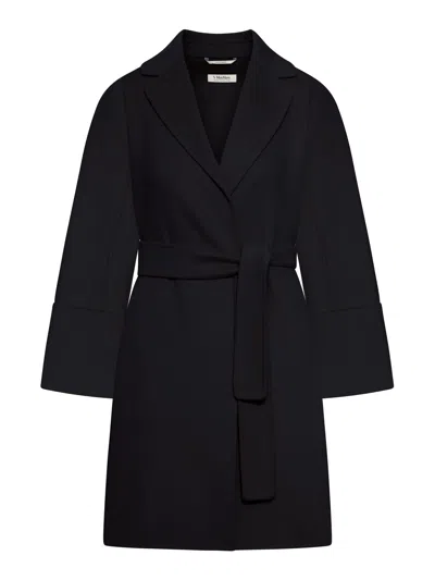 Smaxmara Arona Belted Wool Wrap Coat In Black
