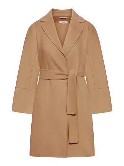 Smaxmara Arona Belted Wool Wrap Coat In Nude & Neutrals