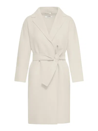 Smaxmara Arona Short Coat In Ivory Wool In White