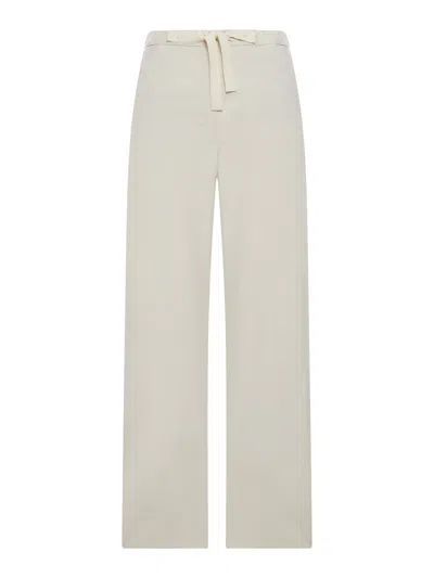 Smaxmara Cotton Drawstring Trousers In White