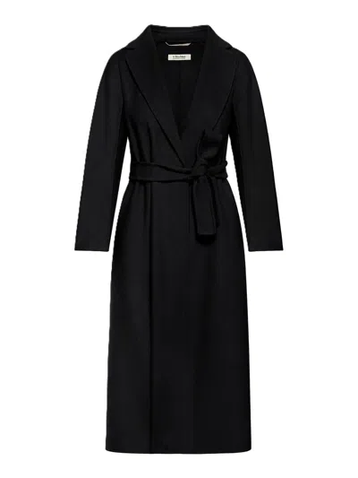 Smaxmara Esturia Midi Coat In Wool Drap In Black