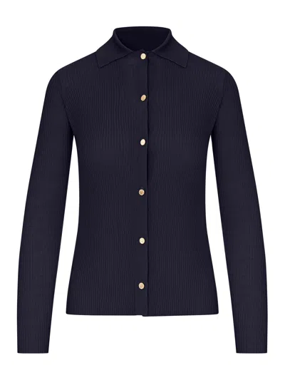 Smaxmara Fitted Cardigan In Wool Yarn In Blue