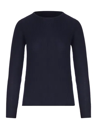 Smaxmara Lightweight Ribbed Fabric Sweater In Blue