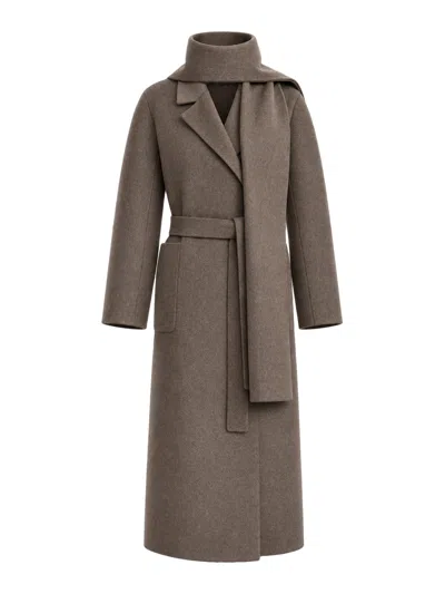 Smaxmara Long Double Wool Coat In Brown