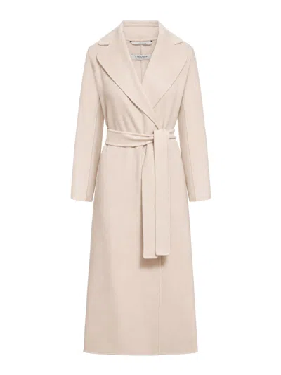 Smaxmara Poldo Robe Coat In Wool Drap In Nude & Neutrals