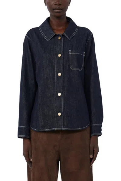 S-max-mara S Max Mara Shirts Denim Blue In Denim Medio Blu