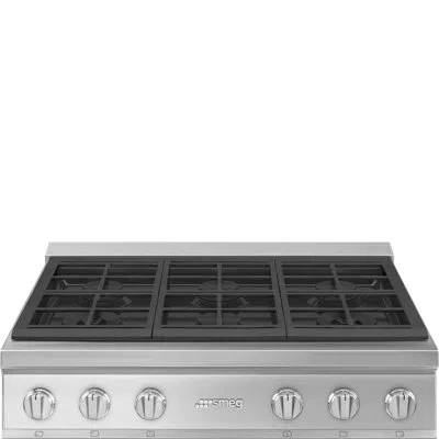 Smeg 36" Gas -  Portofino Rangetop In Stainless Steel;black