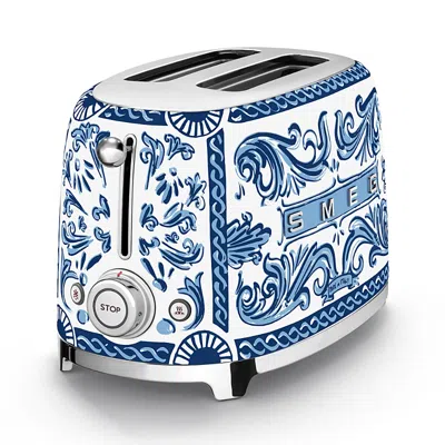 Smeg Dolce & Gabbana 50's Retro Style Aesthetic Blu Mediterraneo 2 Slice Toaster In Blue