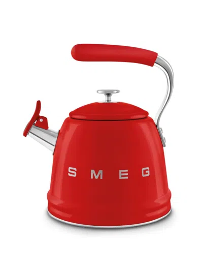 Smeg 50's Retro Style Aesthetic Whistling Kettle In Red