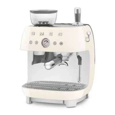 Smeg 50's Retro Style Semi-automatic Espresso Coffee Machine With Grinder In Cream