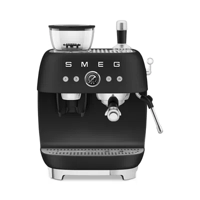 Smeg 50s Retro Style Aesthetic Espresso Machine With Built In Grinder In Black