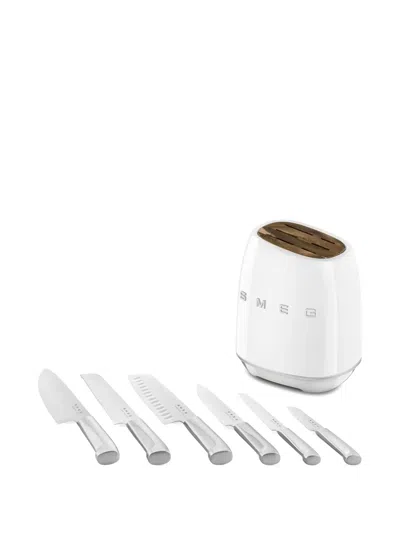 Smeg Block Knife Set In White